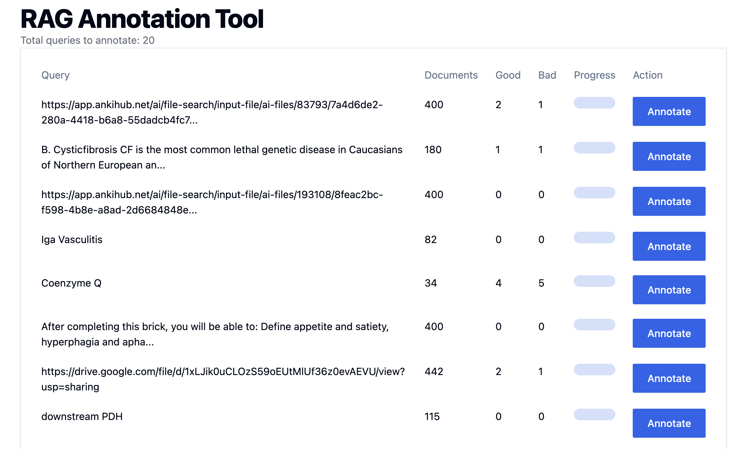 Query List Page Screenshot